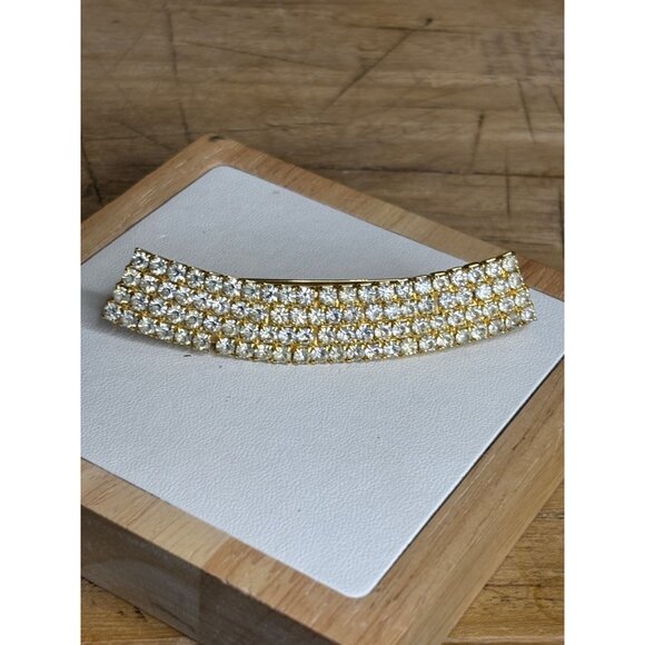 Made in France Gold Crystal Rhinestone Hair Clip Made In France Elegant Design - Picture 9 of 9